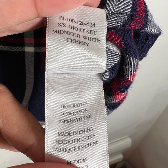 Rails Plaid Midnight White Cherry PJ Pajama Set Short M/L Soft Loungewear - Picture 8 of 12